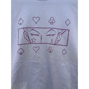 Hunter x Hunter Hisoka T-shirt M Men's White Minimalist Design w/ Card Suits